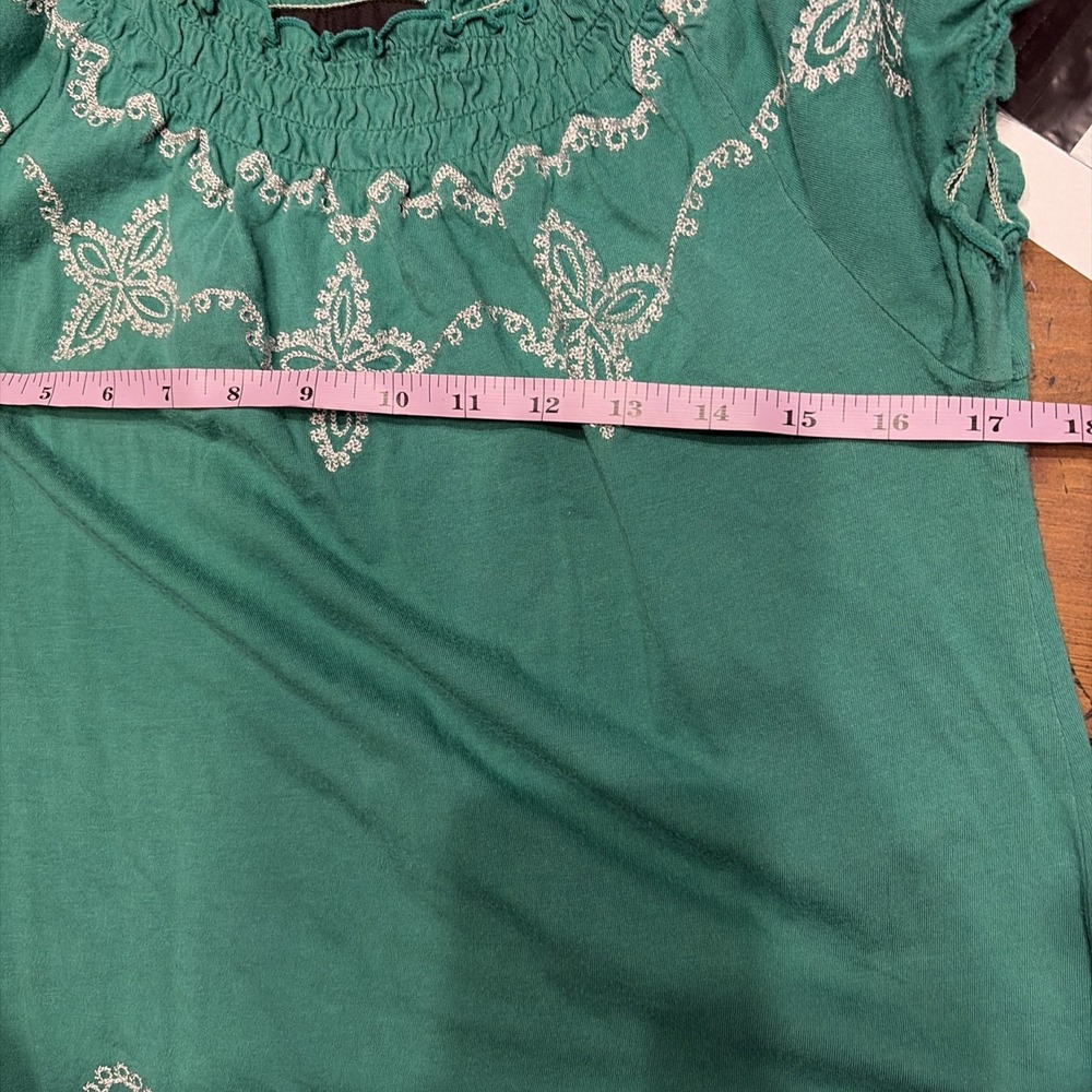 INC Long Bohemian Embroidered Smocked Neck Tunic Top Women's Small - Picture 5 of 6